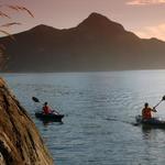 Two People Kyaking.  Porteau Cove, Howe Sound BC.