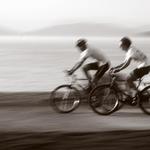 Two Bike Riders, Spanish Banks Vancouver BC.