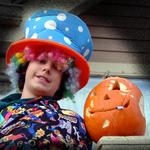 Young Boy Dressed As Clown Ready For Halloween. Surrey BC.