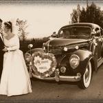 Bride & Groom With Vintage Cars.