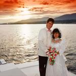 Wedding Sunset From Back Of Boat.